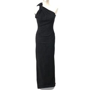 Brandon Maxwell Gown Womens Small Black One Shoulder Knot Slit Formal Dress